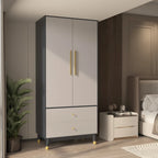 Guarda-Roupa de 180 cm com 2 Gavetas e Espaço para Cabides