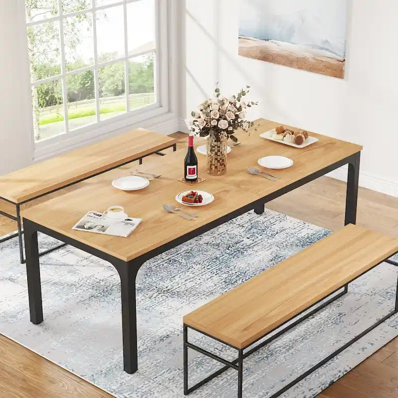 Mesa de Jantar Retangular de 78 Polegadas para 6 a 8 Pessoas