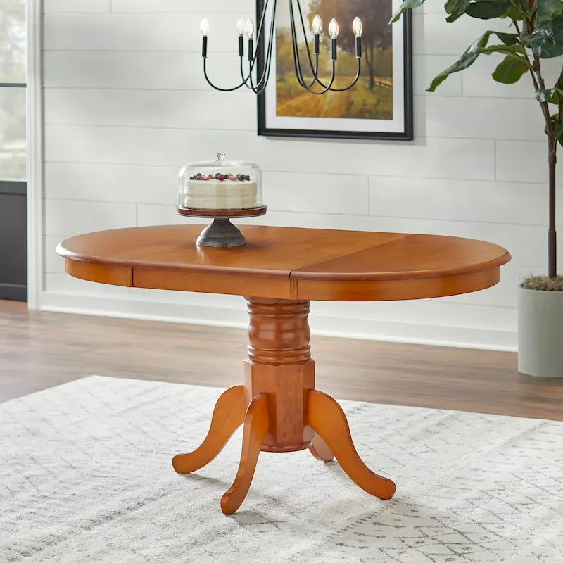 Mesa de Jantar Extensível em Madeira Maciça de Estilo Rústico com Abas Rebatíveis