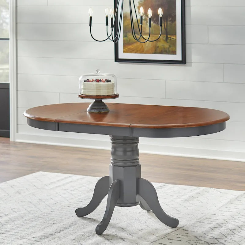 Mesa de Jantar Extensível em Madeira Maciça de Estilo Rústico com Abas Rebatíveis