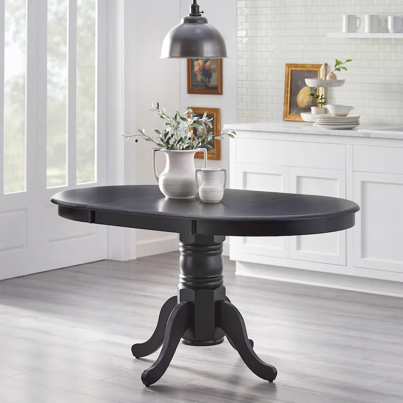Mesa de Jantar Extensível em Madeira Maciça de Estilo Rústico com Abas Rebatíveis