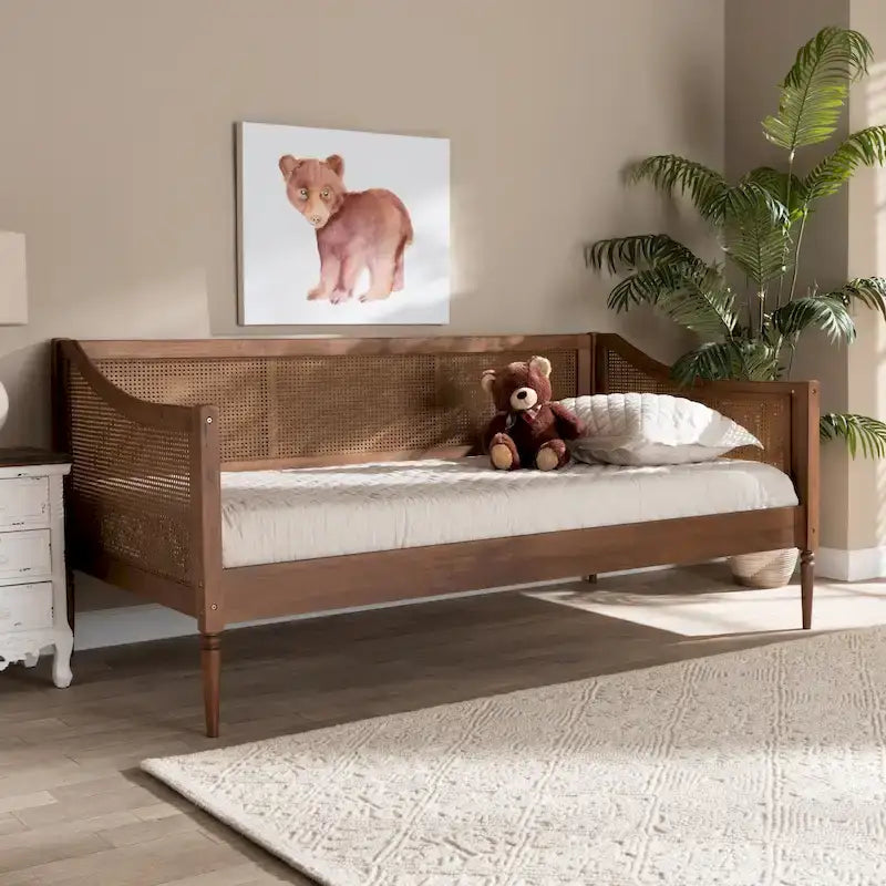 Ogden Mid-Century Modern Synthetic Rattan Daybed-Twin