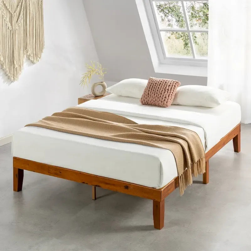 Estrutura de Cama Clássica de Madeira Maciça com Arrumação por Baixo da Cama