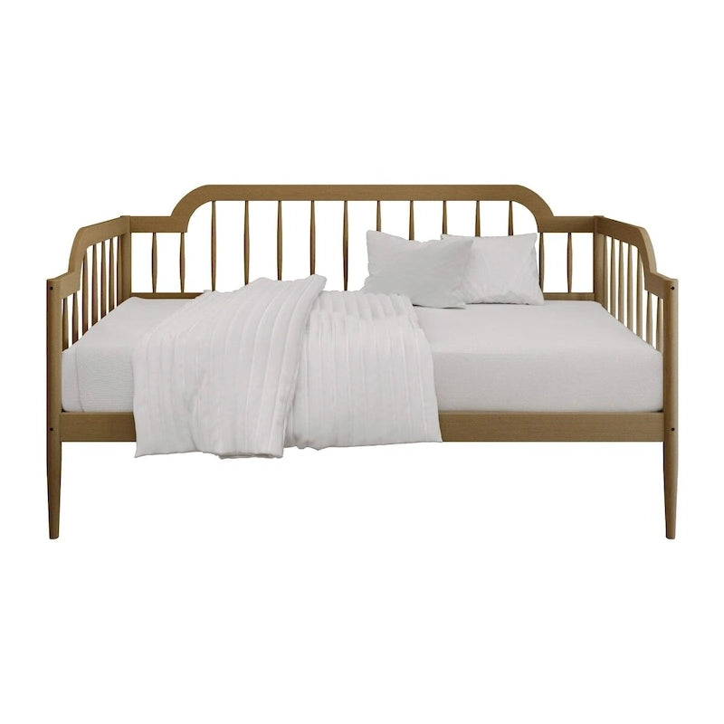 Cama de Dia de Madeira Minimalista com Fuso Duplo em Nogueira ou Carvalho